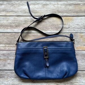 B. Makowsky Blue Leather Shoulder Bag Crossbody Bag